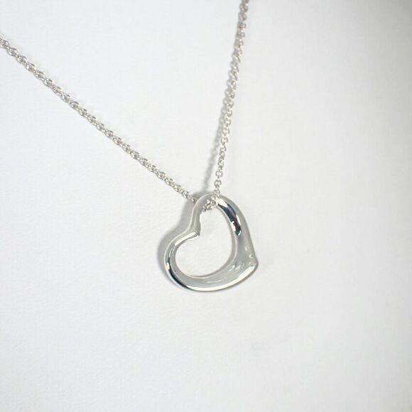 Tiffany & Co 925 Open Heart Pendant Necklace j113-3 - Picture 3 of 10